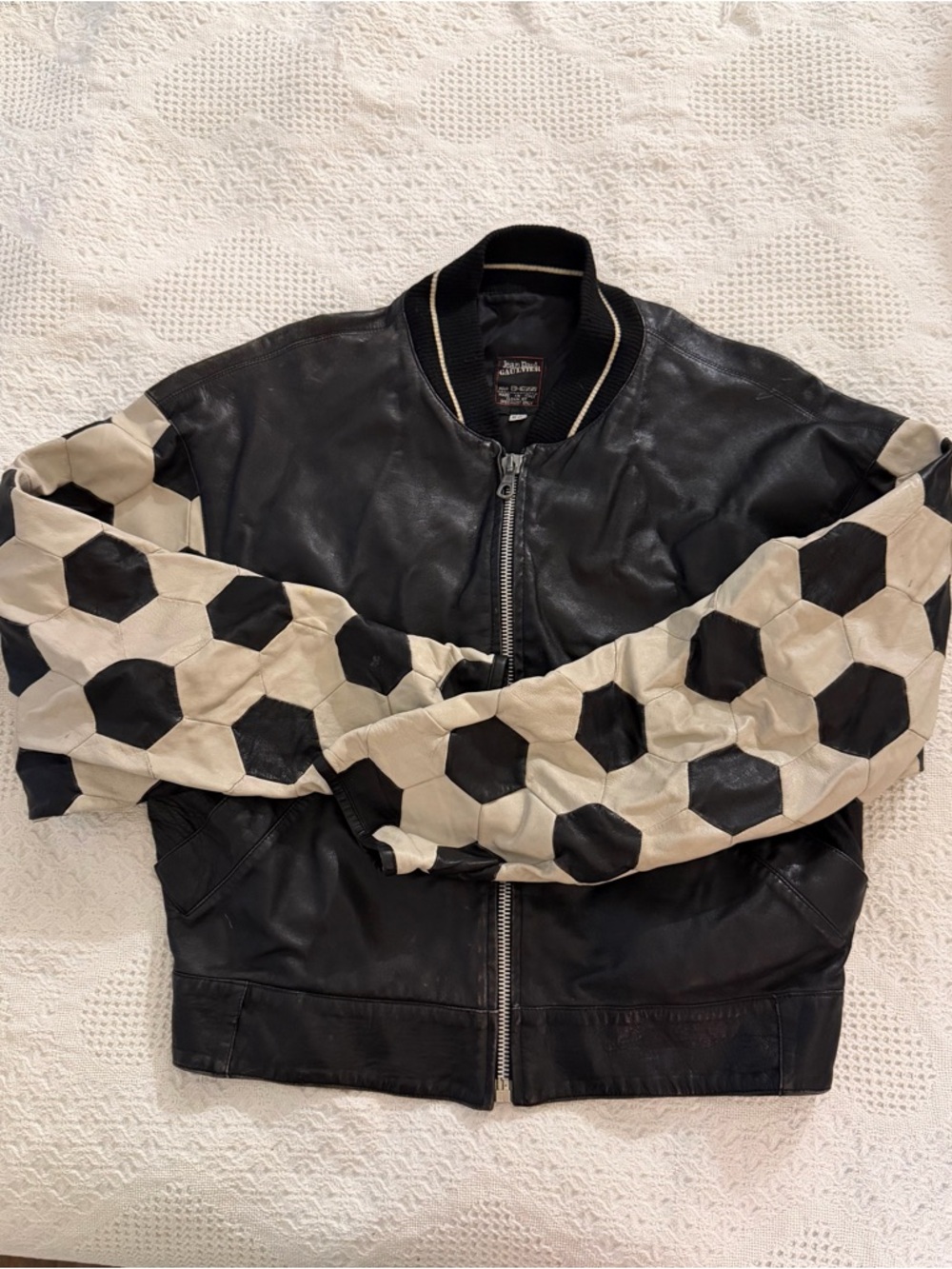 Jean Paul Gaultier vintage 1980 RARE bomber leather jacket archive piece
